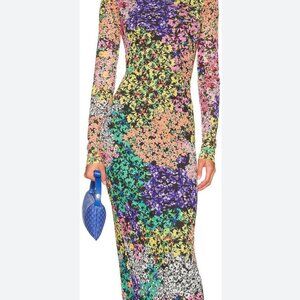 AFRM Laguna Floral Midi Dress Lace Up Back Multicolored Mesh Size Small